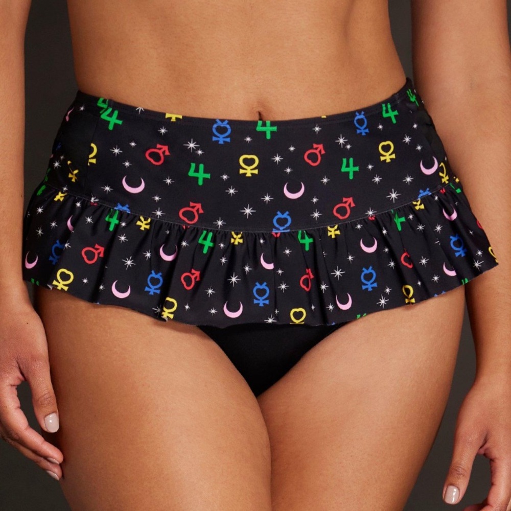 Sailor Moon Luna Symbols Skirted Swim Bottoms Hot Topic Cosplay‎